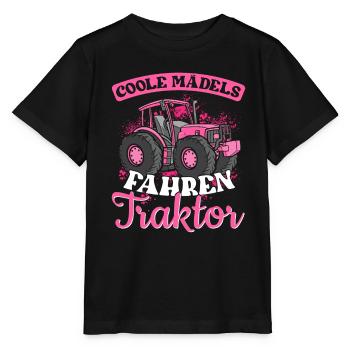 Landwirtin Coole Mädels fahren Traktor - Stanley/Stella Kinder T-Shirt MINI CREATOR  - Schwarz - Vorne - Mikhail (115cm)