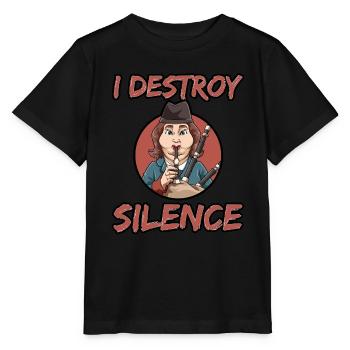 Dudelsack I Destroy Silence - Stanley/Stella Kinder T-Shirt MINI CREATOR  - Schwarz - Vorne - Mikhail (115cm)