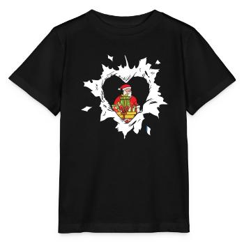Torn Heart Merry Christmas Santa Claus - Stanley/Stella MINI CREATOR Kids’ T-Shirt - black - Front - Mikhail (115cm)
