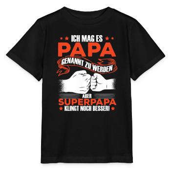 Vatertag Vater Superpapa Papa - Stanley/Stella Kinder T-Shirt MINI CREATOR  - Schwarz - Vorne - Mikhail (115cm)