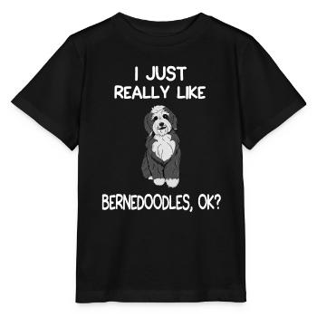 I Just Really Like Bernedoodles - Stanley/Stella MINI CREATOR Kids’ T-Shirt - black - Front - Mikhail (115cm)