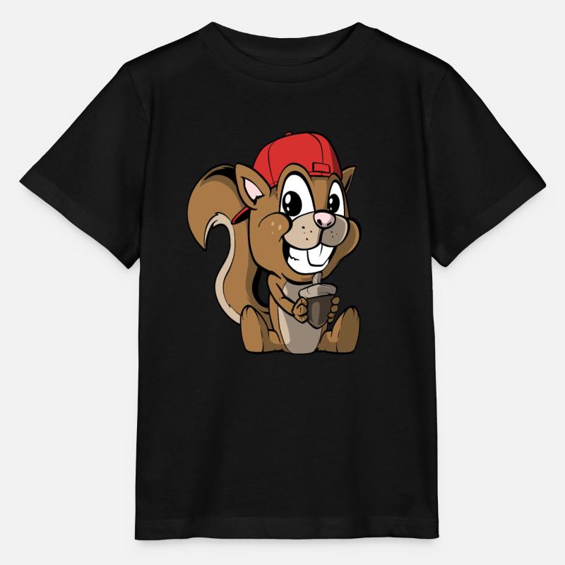 Cute squirrel with hazelnut - Stanley/Stella MINI CREATOR Kids’ T-Shirt - black