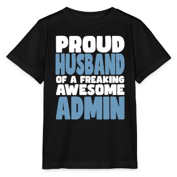 Proud wife of a damn good admin - Stanley/Stella MINI CREATOR Kids’ T-Shirt - black - Front - Mikhail (115cm)