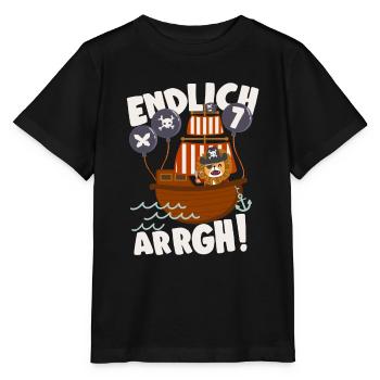 Piraten Geburtstag Löwe Endlich 7 Jahre Alt Junge - Stanley/Stella Kinder T-Shirt MINI CREATOR  - Schwarz - Vorne - Mikhail (115cm)