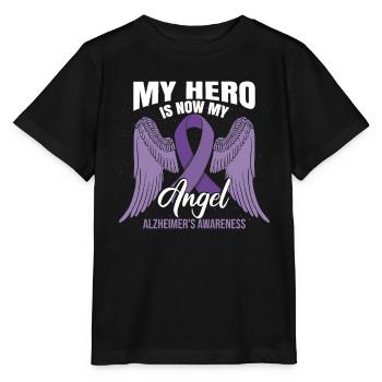 Purple Ribbon | Alzheimers Awareness - Stanley/Stella MINI CREATOR Kids’ T-Shirt - black - Front - Mikhail (115cm)