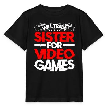 Will Trade Sister For Video Games 21 - Stanley/Stella Kinder T-Shirt MINI CREATOR  - Schwarz - Vorne - Mikhail (115cm)