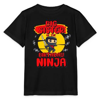 Big Sister Of The Birthday Ninja Party Decoration - Stanley/Stella MINI CREATOR Kids’ T-Shirt - black - Front - Mikhail (115cm)