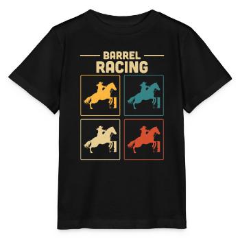 Retro Western Barrel Vintage Horse Lover Barrel Ra - Stanley/Stella Kinder T-Shirt MINI CREATOR  - Schwarz - Vorne - Mikhail (115cm)