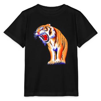 Säbelzahntiger Gefährlich - Stanley/Stella Kinder T-Shirt MINI CREATOR  - Schwarz - Vorne - Mikhail (115cm)
