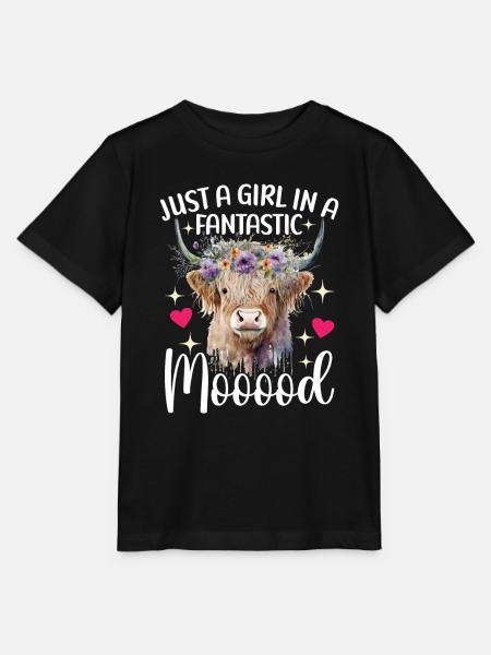 Highland Cow Hochlandkuh - Stanley/Stella Kinder T-Shirt MINI CREATOR  - Schwarz
