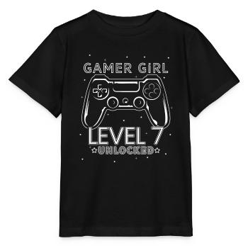 Gamer Girl Level 7 Unlocked Gaming Gamer Birthday - Stanley/Stella Kinder T-Shirt MINI CREATOR  - Schwarz - Vorne - Mikhail (115cm)