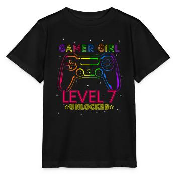 Gamer Girl Level 7 Unlocked Gaming Birthday Videog - Stanley/Stella Kinder T-Shirt MINI CREATOR  - Schwarz - Vorne - Mikhail (115cm)