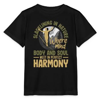 Slacklining in nature where mind body and soul - Stanley/Stella MINI CREATOR Kids’ T-Shirt - black - Front - Mikhail (115cm)