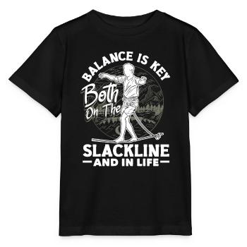 Balance is key, both on the slackline and in life - Stanley/Stella MINI CREATOR Kids’ T-Shirt - black - Front - Mikhail (115cm)