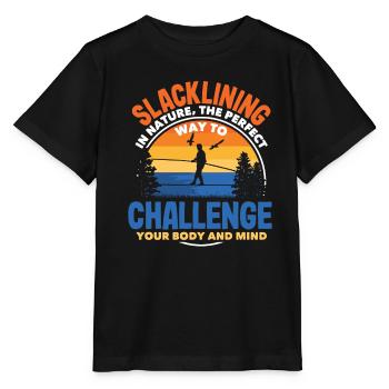 Slackline dans la nature le parfait pour votre corps - T-shirt bio MINI CREATOR Stanley/Stella Enfant - noir - Devant - Mikhail (115cm)