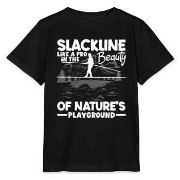 Slackline like a pro, in the beauty of nature's - Stanley/Stella MINI CREATOR Kids’ T-Shirt - black - Front - Mikhail (115cm)