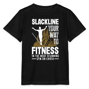 Slackline votre chemin vers la forme physique, dans le plus - T-shirt bio MINI CREATOR Stanley/Stella Enfant - noir - Devant - Mikhail (115cm)