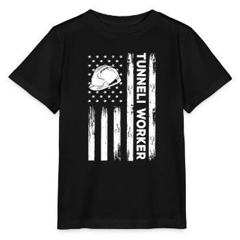Drapeau des États-Unis Travailleurs du tunnel Amérique - T-shirt bio MINI CREATOR Stanley/Stella Enfant - noir - Devant - Mikhail (115cm)