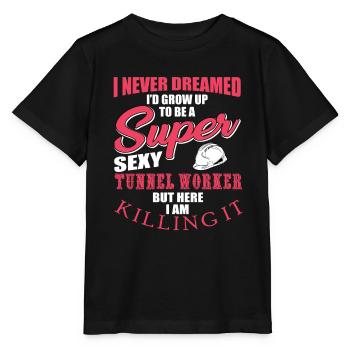 Drôle d’humoristique d’ouvrier de tunnel creusement de tunnel - T-shirt bio MINI CREATOR Stanley/Stella Enfant - noir - Devant - Mikhail (115cm)
