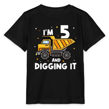 I'm 5 and Digging It Truck Dumper Construction Bui - Stanley/Stella Kinder T-Shirt MINI CREATOR  - Schwarz - Vorne - Mikhail (115cm)