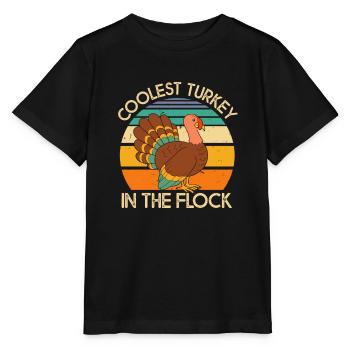 Coolest Turkey In The Flock Thanksgiving Truthahn - Stanley/Stella Kinder T-Shirt MINI CREATOR  - Schwarz - Vorne - Mikhail (115cm)