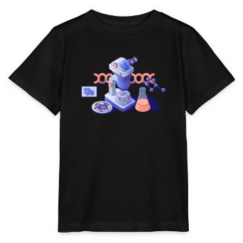Biologie Biologiste Microscope - T-shirt bio MINI CREATOR Stanley/Stella Enfant - noir - Devant - Mikhail (115cm)