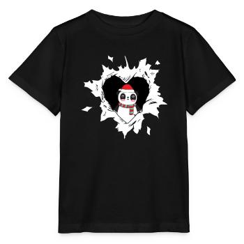 Panda with Santa hat looks out of torn - Stanley/Stella MINI CREATOR Kids’ T-Shirt - black - Front - Mikhail (115cm)
