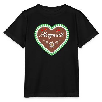 Herzmadl Trachtenshirt Lebkuchen Herz Tracht - Stanley/Stella Kinder T-Shirt MINI CREATOR  - Schwarz - Vorne - Mikhail (115cm)