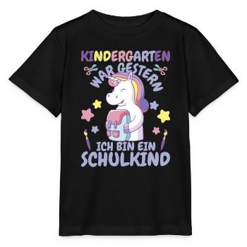 Ich bin ein Schulkind Einhorn - Stanley/Stella Kinder T-Shirt MINI CREATOR  - Schwarz - Vorne - Mikhail (115cm)