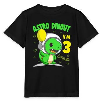 3 ans Birthday Boy Astro Dinout - 3ème B-Day - T-shirt bio MINI CREATOR Stanley/Stella Enfant - noir - Devant - Mikhail (115cm)
