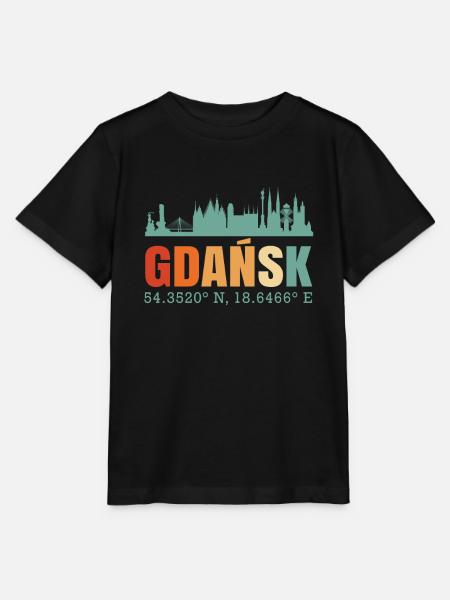Polska Gdańsk Skyline - Koszulka dziecięca Stanley/Stella MINI CREATOR  - czarny