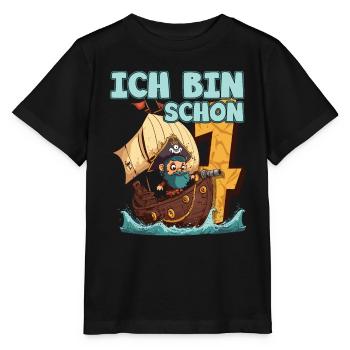 Ich Bin 7 Pirat - Piratenschiff Kindergeburtstag - Stanley/Stella Kinder T-Shirt MINI CREATOR  - Schwarz - Vorne - Mikhail (115cm)