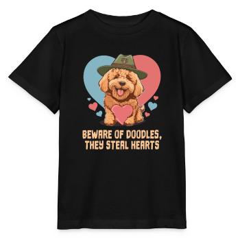 Méfiez-vous des griffonnages qu’ils volent cœurs Goldendoodle - T-shirt bio MINI CREATOR Stanley/Stella Enfant - noir - Devant - Mikhail (115cm)
