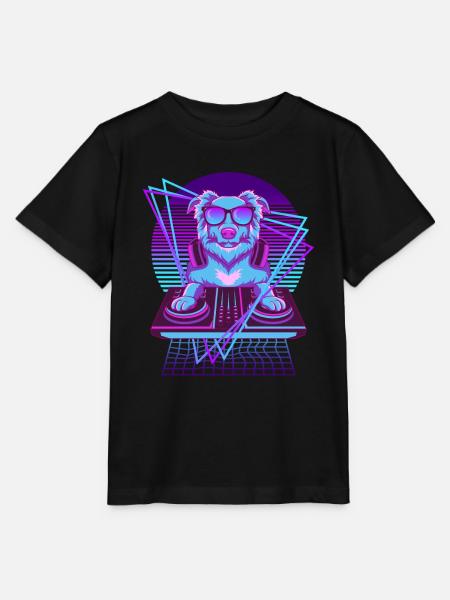 Party Musik Techno Hund Vaporwave DJ Retriever - Stanley/Stella Kinder T-Shirt MINI CREATOR  - Schwarz