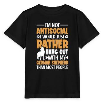 Hundebesitzer Schäferhund - Stanley/Stella Kinder T-Shirt MINI CREATOR  - Schwarz - Vorne - Mikhail (115cm)