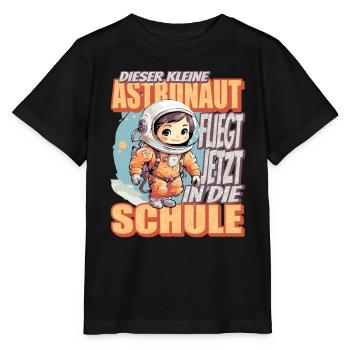 Dieser Kleine Astronaut fliegt jetzt in die Schule - Stanley/Stella Kinder T-Shirt MINI CREATOR  - Schwarz - Vorne - Mikhail (115cm)