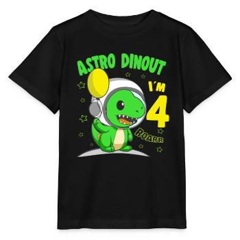 4 ans d’anniversaire garçon Astro Dinout - 4ème B-Day - T-shirt bio MINI CREATOR Stanley/Stella Enfant - noir - Devant - Mikhail (115cm)