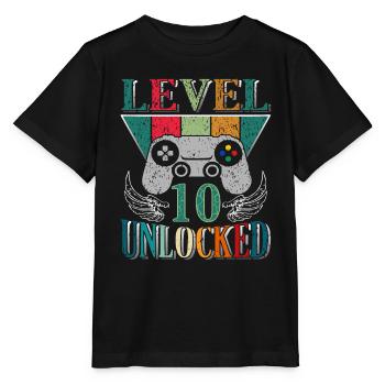 Chemise déverrouillée de niveau 10 Chemise d’anniversaire - T-shirt bio MINI CREATOR Stanley/Stella Enfant - noir - Devant - Mikhail (115cm)