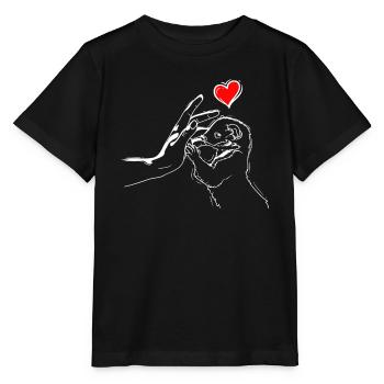 Cœur de belette avec belette se tenant la main - T-shirt bio MINI CREATOR Stanley/Stella Enfant - noir - Devant - Mikhail (115cm)