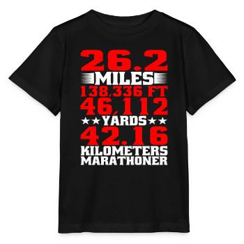 26.2 miles 138,336 ft 46,112 yards 42.16 km - Stanley/Stella MINI CREATOR Kids’ T-Shirt - black - Front - Mikhail (115cm)