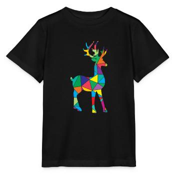 Deer Polygon Deer Wild Animal - Stanley/Stella MINI CREATOR Kids’ T-Shirt - black - Front - Mikhail (115cm)