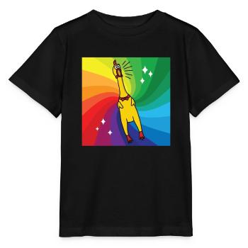 Rubber Chickens Rainbow Rubber Chicken - Stanley/Stella MINI CREATOR Kids’ T-Shirt - black - Front - Mikhail (115cm)