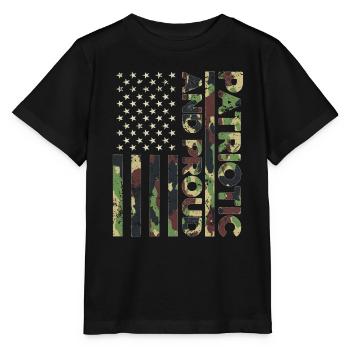 American Flag Independence Day Patriotic & Proud - Stanley/Stella MINI CREATOR Kids’ T-Shirt - black - Front - Mikhail (115cm)