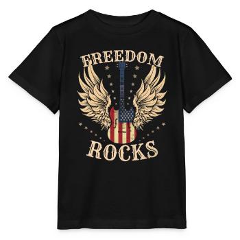 Freedom Rocks American Flag Guitar - Stanley/Stella MINI CREATOR Kids’ T-Shirt - black - Front - Mikhail (115cm)