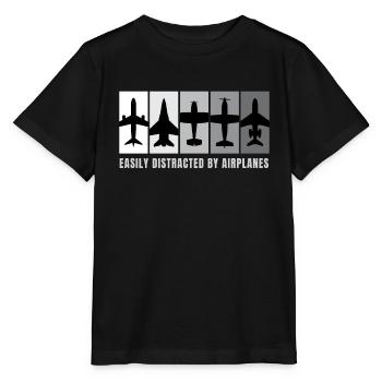 Easily Distracted By Airplanes Airplane - Stanley/Stella MINI CREATOR Kids’ T-Shirt - black - Front - Mikhail (115cm)