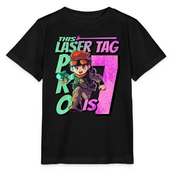 Finally 7 years old – Lasertag birthday - Stanley/Stella MINI CREATOR Kids’ T-Shirt - black - Front - Mikhail (115cm)