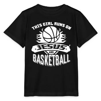 Basketball This Girl Run On Jesus And Basketball - Stanley/Stella MINI CREATOR Kids’ T-Shirt - black - Front - Mikhail (115cm)