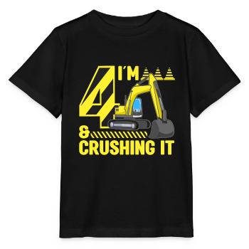 Construction Party 4ème anniversaire 4 ans Digger - T-shirt bio MINI CREATOR Stanley/Stella Enfant - noir - Devant - Mikhail (115cm)
