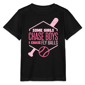 I Chase Fly Balls Softball Girl - Stanley/Stella MINI CREATOR Kids’ T-Shirt - black - Front - Mikhail (115cm)