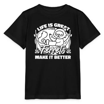 Putois furet mignon - T-shirt bio MINI CREATOR Stanley/Stella Enfant - noir - Devant - Mikhail (115cm)